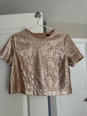Forever 21 Rose Gold Sequin Crop Top
